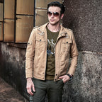 Men's Washed Cotton Motorcycle Jacket