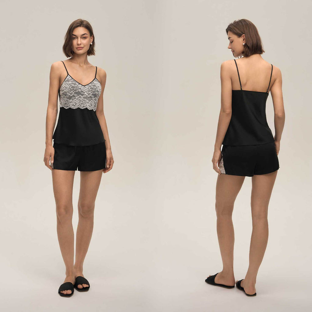 Women's Lace Camisole Shorts And Spaghetti Top Set