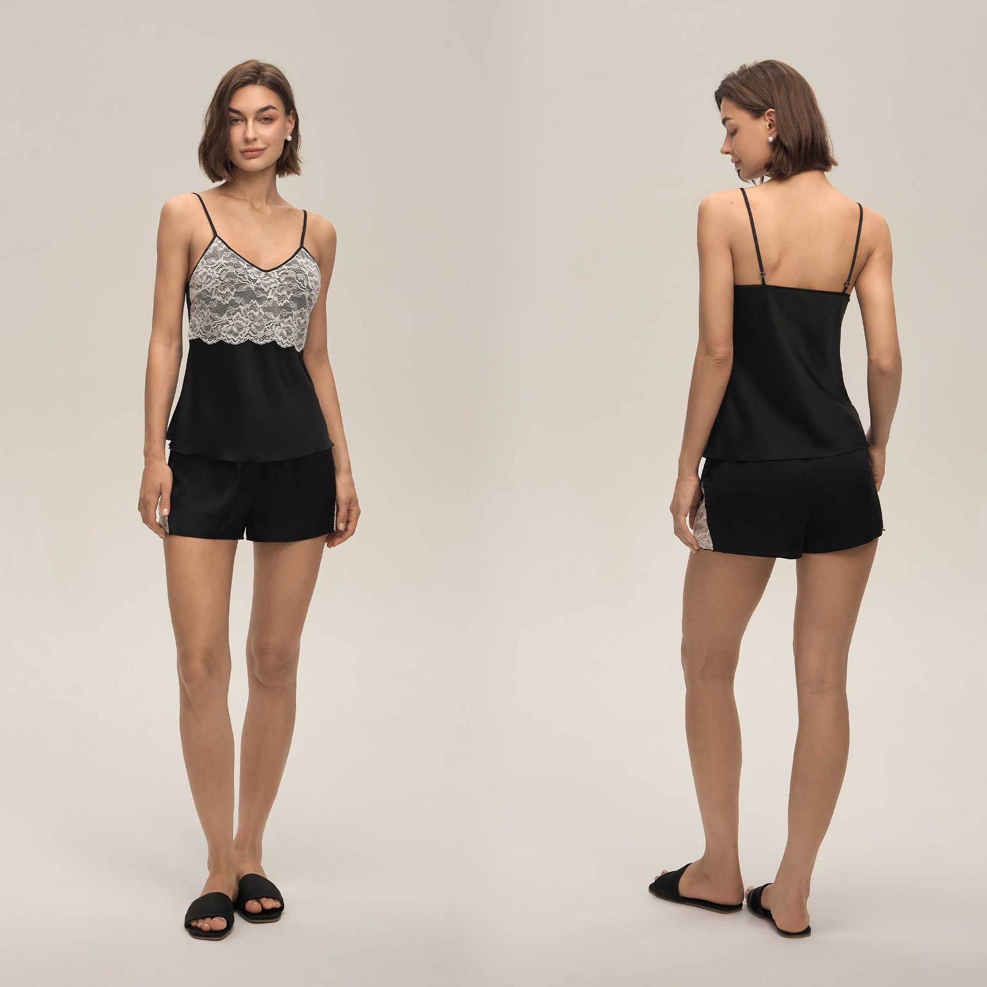 Women's Lace Camisole Shorts And Spaghetti Top Set