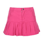 Women's High-Waisted Ruffled Lining Pleated Denim Skirt
