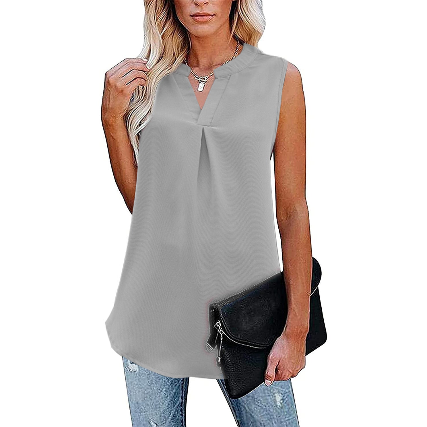 Women's Loose V-neck Sleeveless Lace Top
