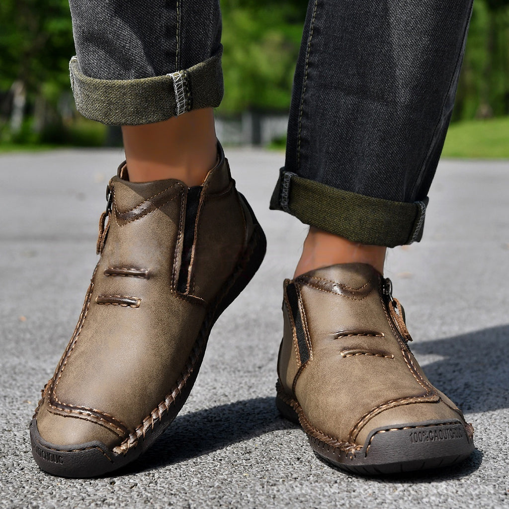 Men's Flats Ankle Side-Zipped Boots
