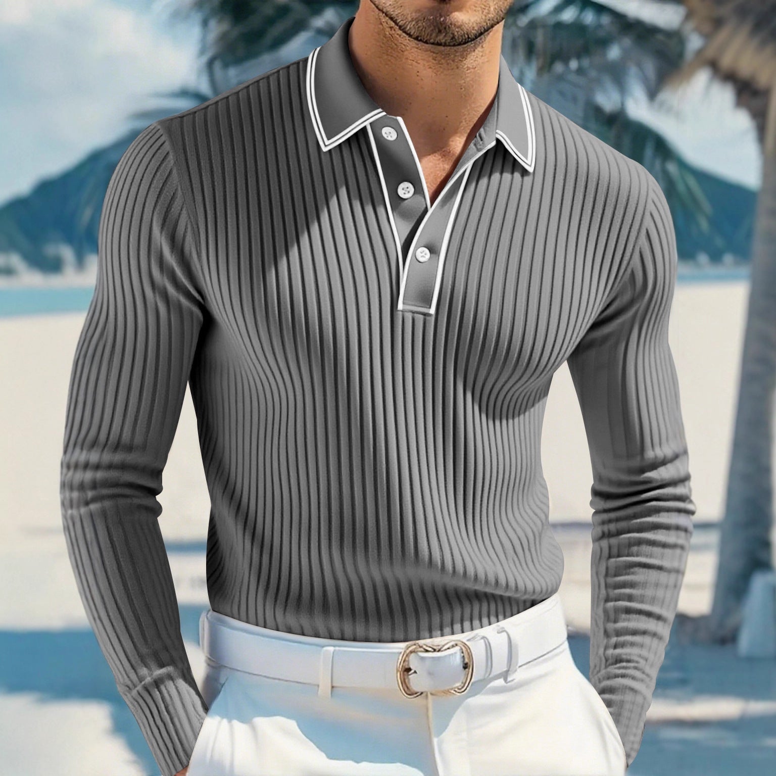 Men's Long-sleeved Polo Shirt