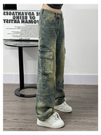 Women's Deconstructed Washed Jeans