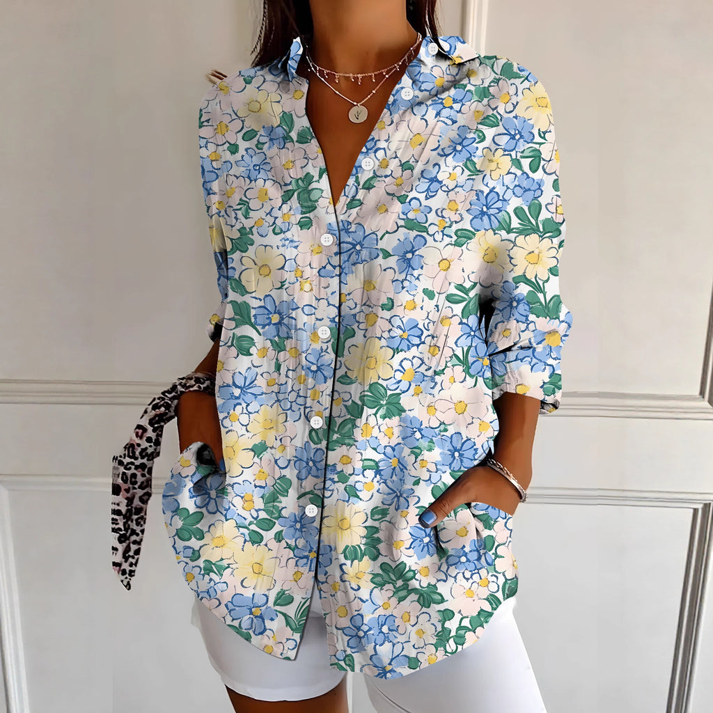 Women's Botanical Print Long Sleeve Shirt