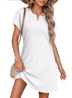 Women's Laced V-Neck Short-Sleeve Dress