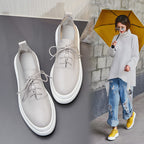 Women's Genuine Leather Lace-up Platform Shoes
