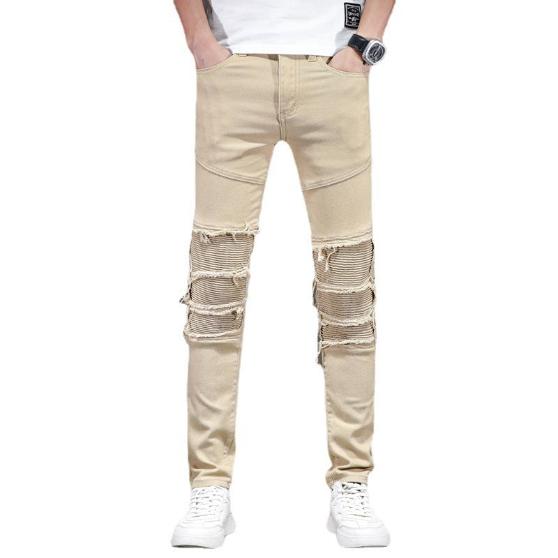 Men's Slim Fit Patchwork Jeans