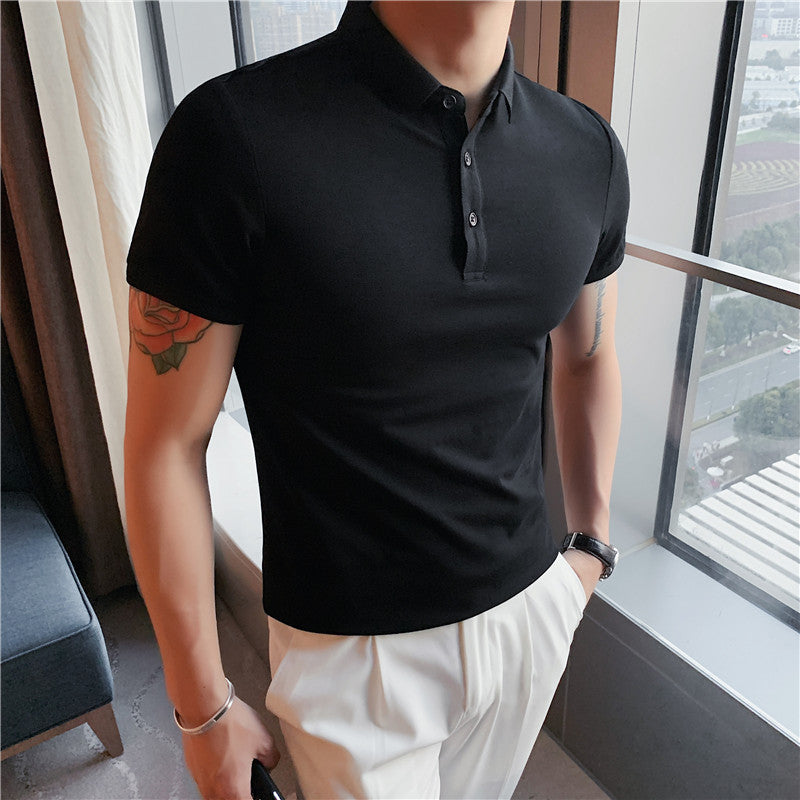 Men's Solid Color Short Sleeve Polo T-Shirt
