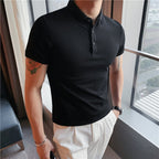 Men's Solid Color Short Sleeve Polo T-Shirt