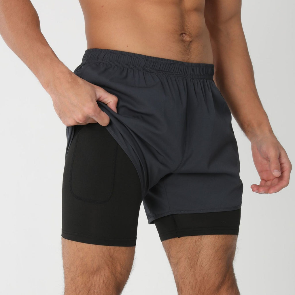 Men's Quick-Dry Double-Layer Fitness Shorts