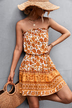 Women's Bohemian Floral Print Strapless Dress