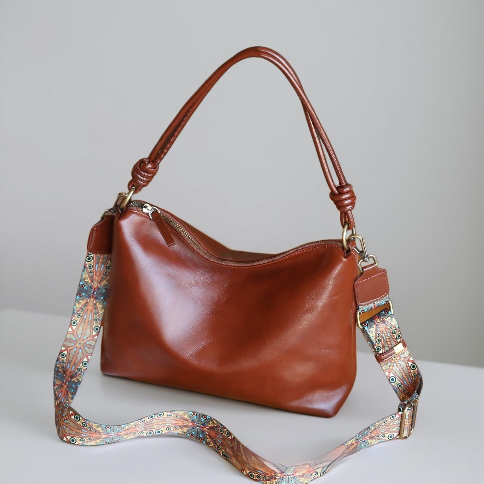 Women's Genuine Leather Double Strapped Bag