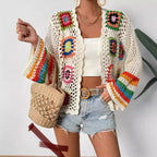 Women's Plaid Crocheted Handmade Top