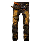 Men's Distressed Slim Fit Straight-leg Washed Jeans