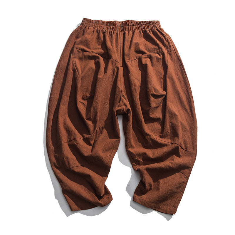 Men's Loose-fit Cotton-linen Wide-leg Pants
