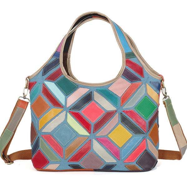 Women's Genuine Leather Multicolor Crossbody Bag