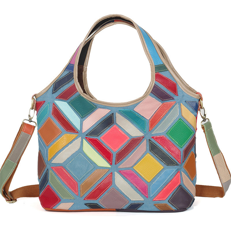 Women's Genuine Leather Multicolor Crossbody Bag