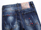 Men's Ripped Faded Paint Splatter Jeans