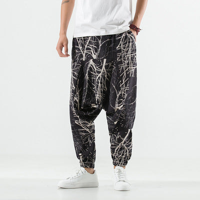 Men's Cotton And Linen Harem Lantern Pants