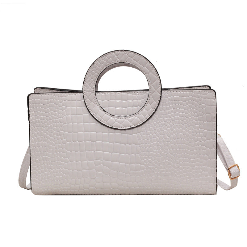 Women's Rectangle Crocodile Textured Handbag