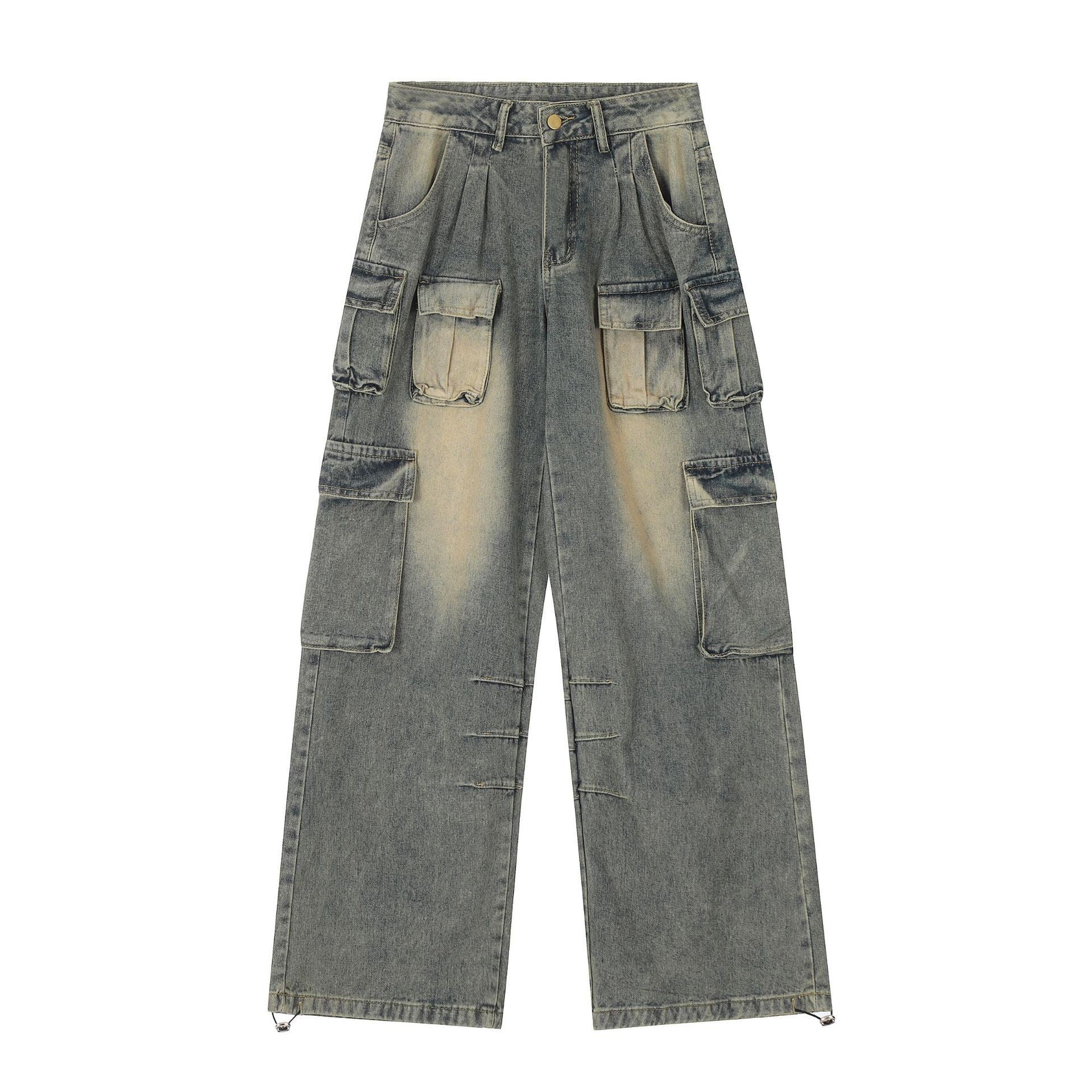 Women's Multi-pocket Loose Washed Distressed Pants