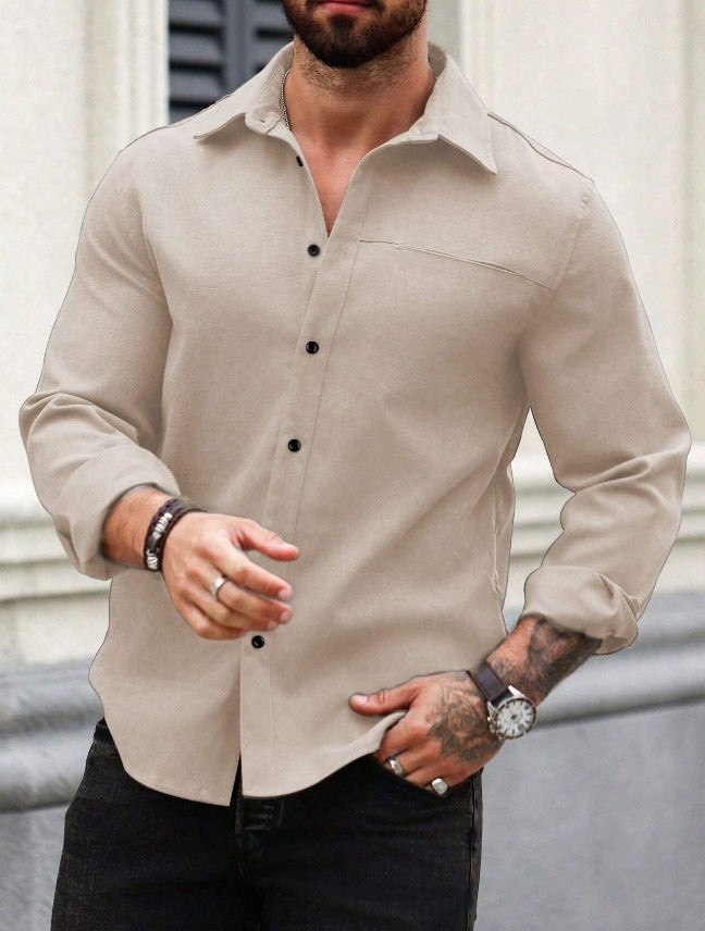 Men's Solid Color Long Sleeve Shirt