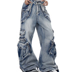 Women's Retro Multi-pocket Jeans