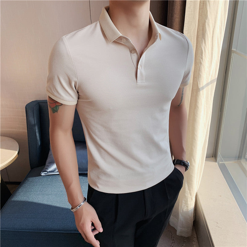 Men's Solid Color Short Sleeve Polo T-Shirt