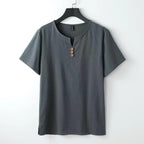 Men's Cotton And Linen V-neck Short Sleeve T-Shirt