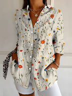 Women's Botanical Print Long Sleeve Shirt