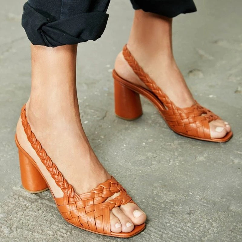 Women's Sleek Braided Heeled Sandals