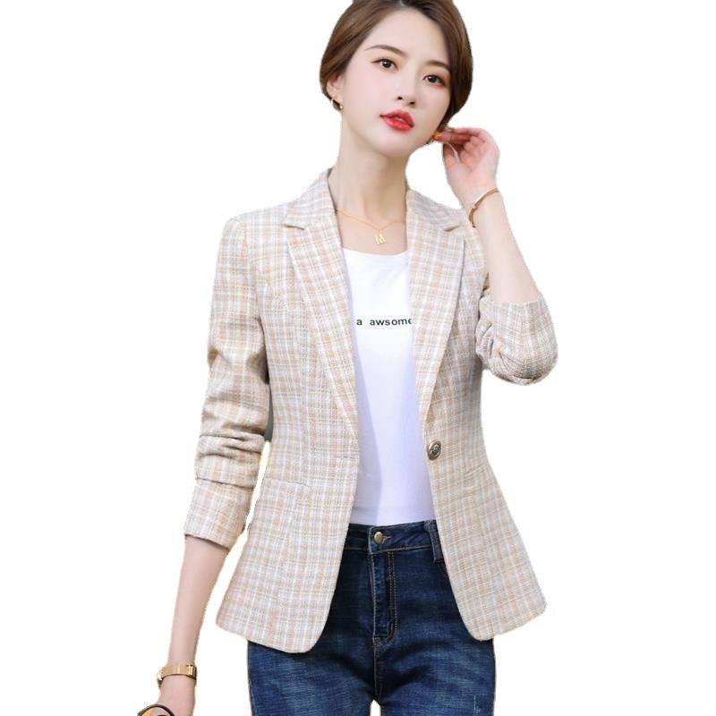 Women's Plaid Short Suit Coat