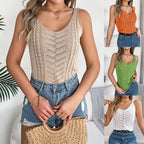 Women's Knitted V-neck Top