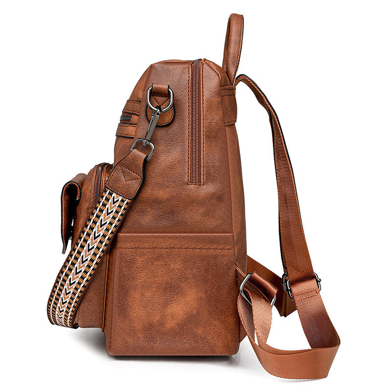 Women's Backpack With Two-tone Fringe