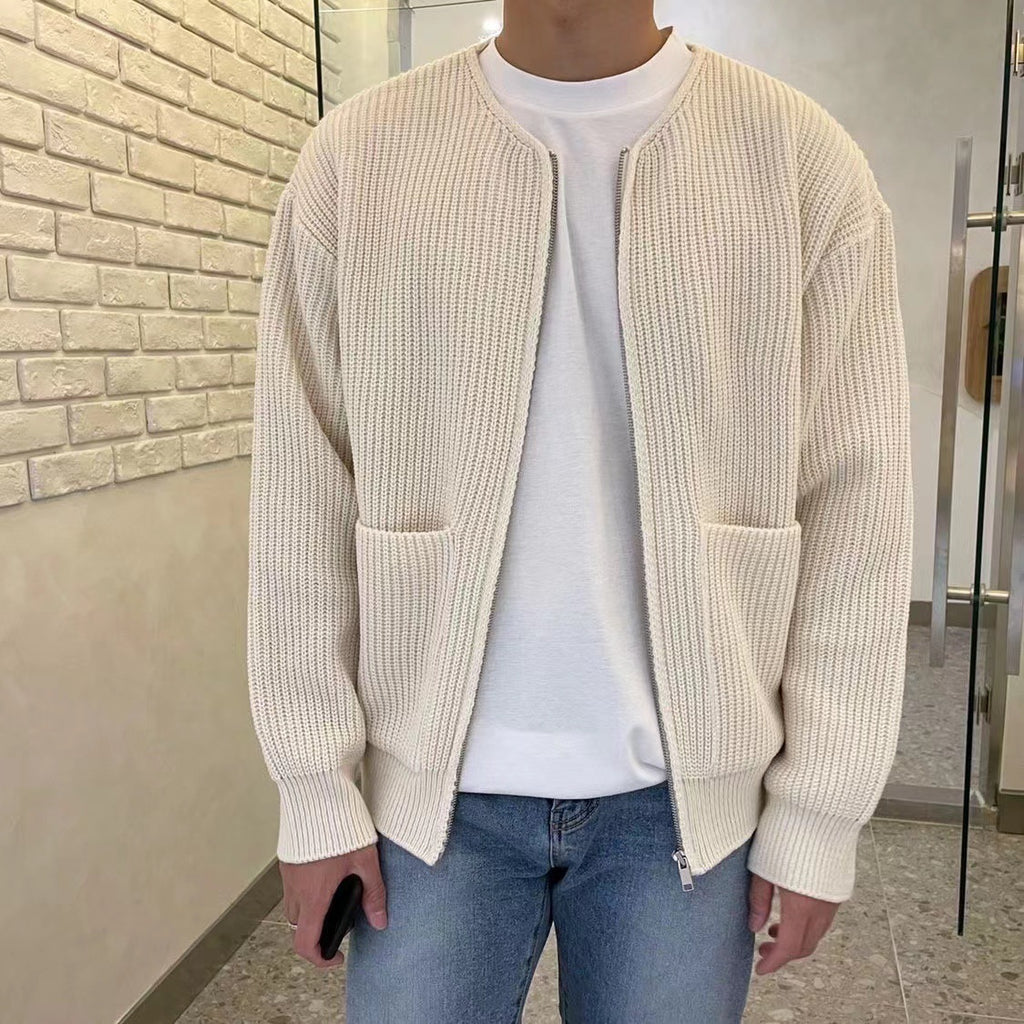 Men's Zip Up Knitted Long Sleeved Jacket
