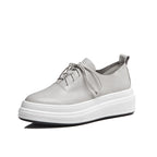 Women's Genuine Leather Lace-up Platform Shoes