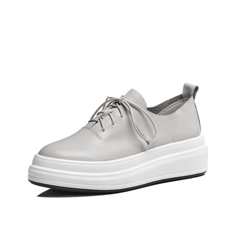 Women's Genuine Leather Lace-up Platform Shoes