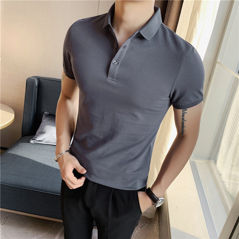 Men's Solid Color Short Sleeve Polo T-Shirt