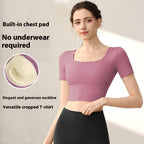 Women's Chest Padded Slim-Fit Athletic Top