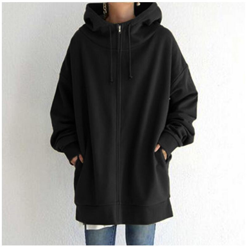 Women's Zipped Fuzzy Elongated Hoodie