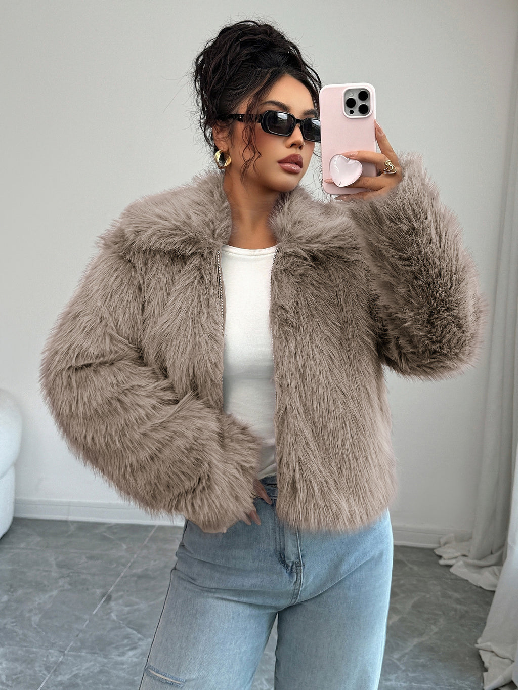 Women's Fluffy Long-sleeved Jacket