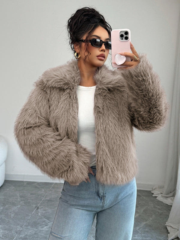 Women's Fluffy Long-sleeved Jacket