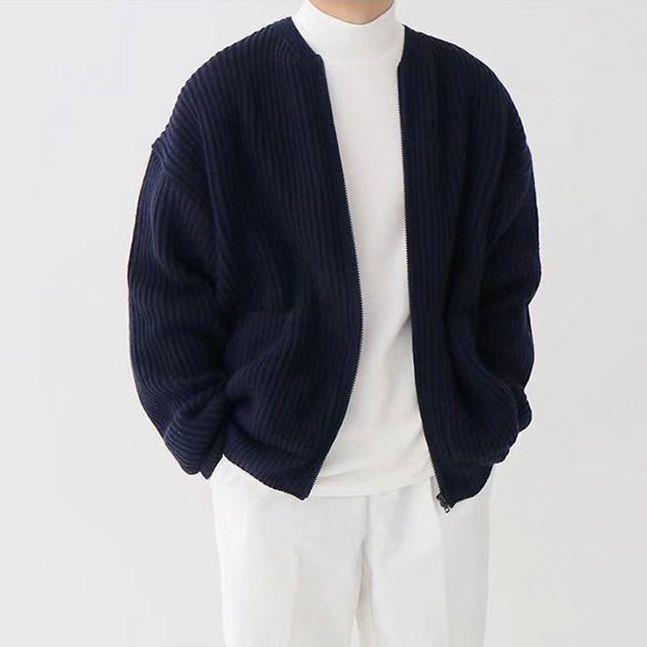 Men's Zip Up Knitted Long Sleeved Jacket