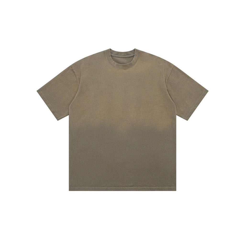 American Retro Double Yarn Pure Combed Cotton Gradient T-shirt