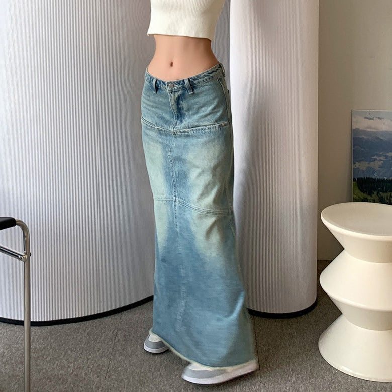 Women's Faded Denim Skirt