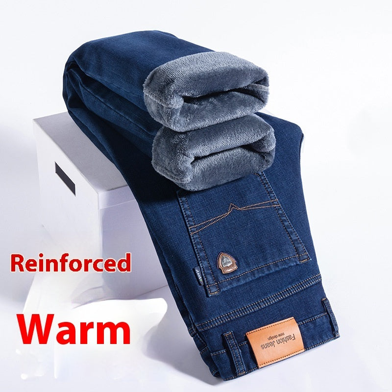 Men's Fleece-lined Loose Straight Cut Jeans