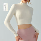 Women's High Neck Long Sleeve Open Back Athletic Top