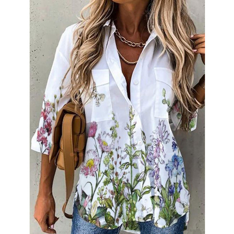 Women's Botanical And Abstract Long Sleeve Shirt