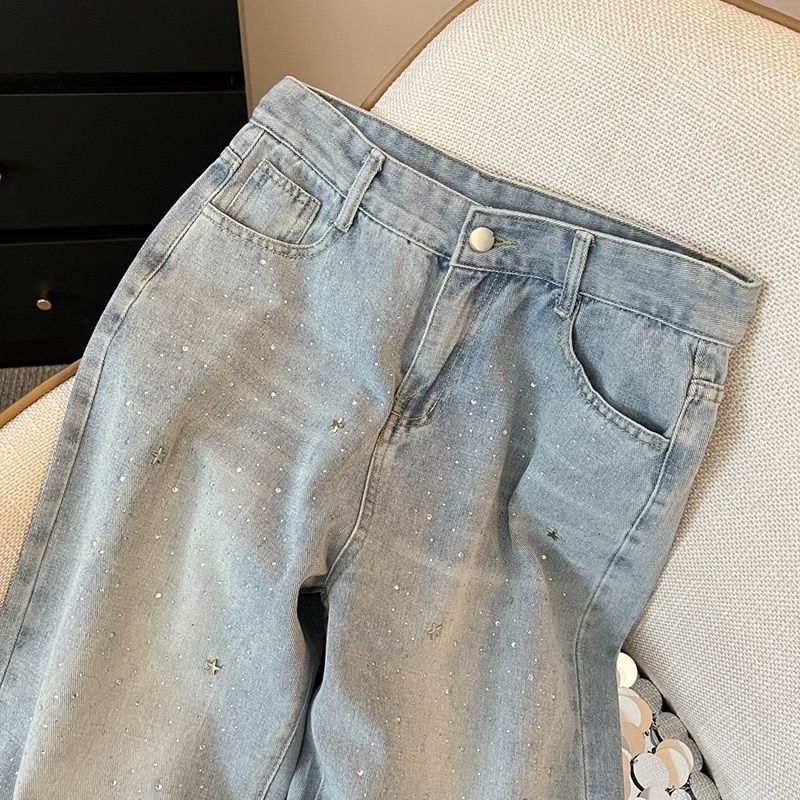 Women's High Waist Slim Wide Legged Denim Jeans